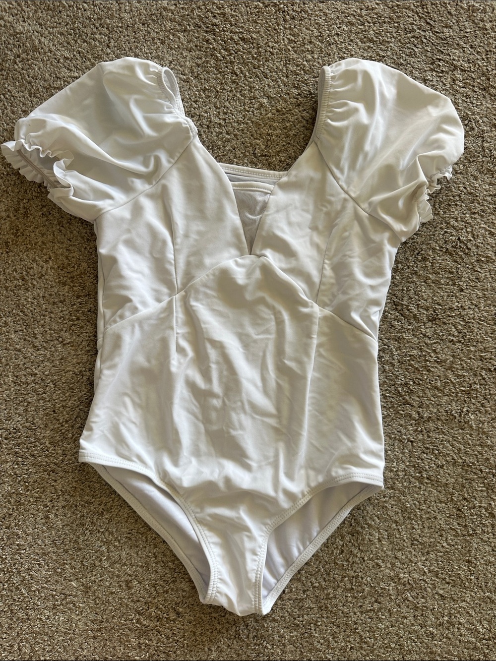 Dance White Puff Sleeve One-Piece leotard